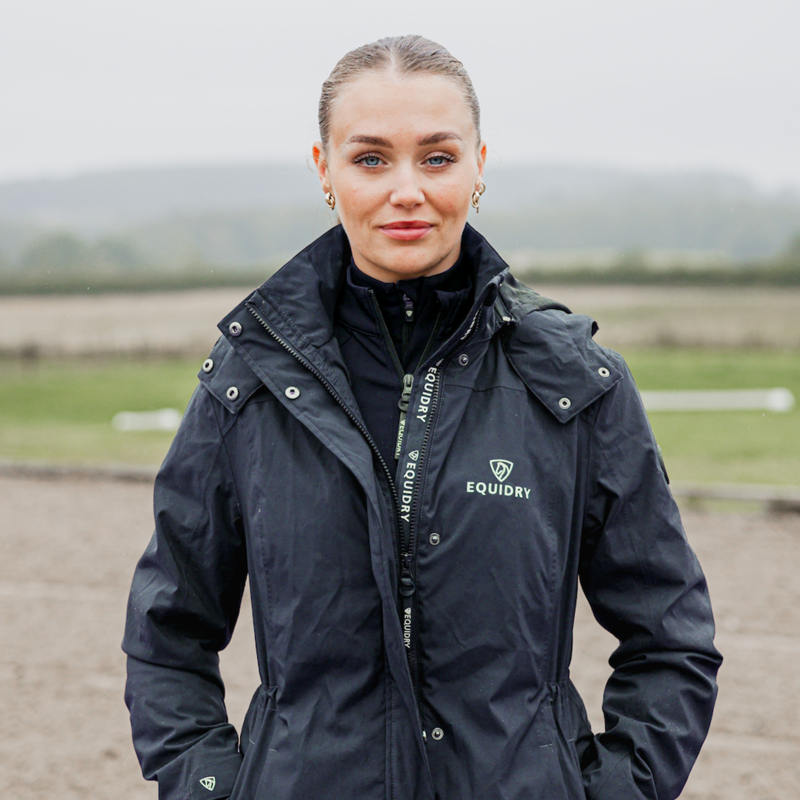 Equidry New Womens Bronte Riding Coat With Removable Hood In Navy-4